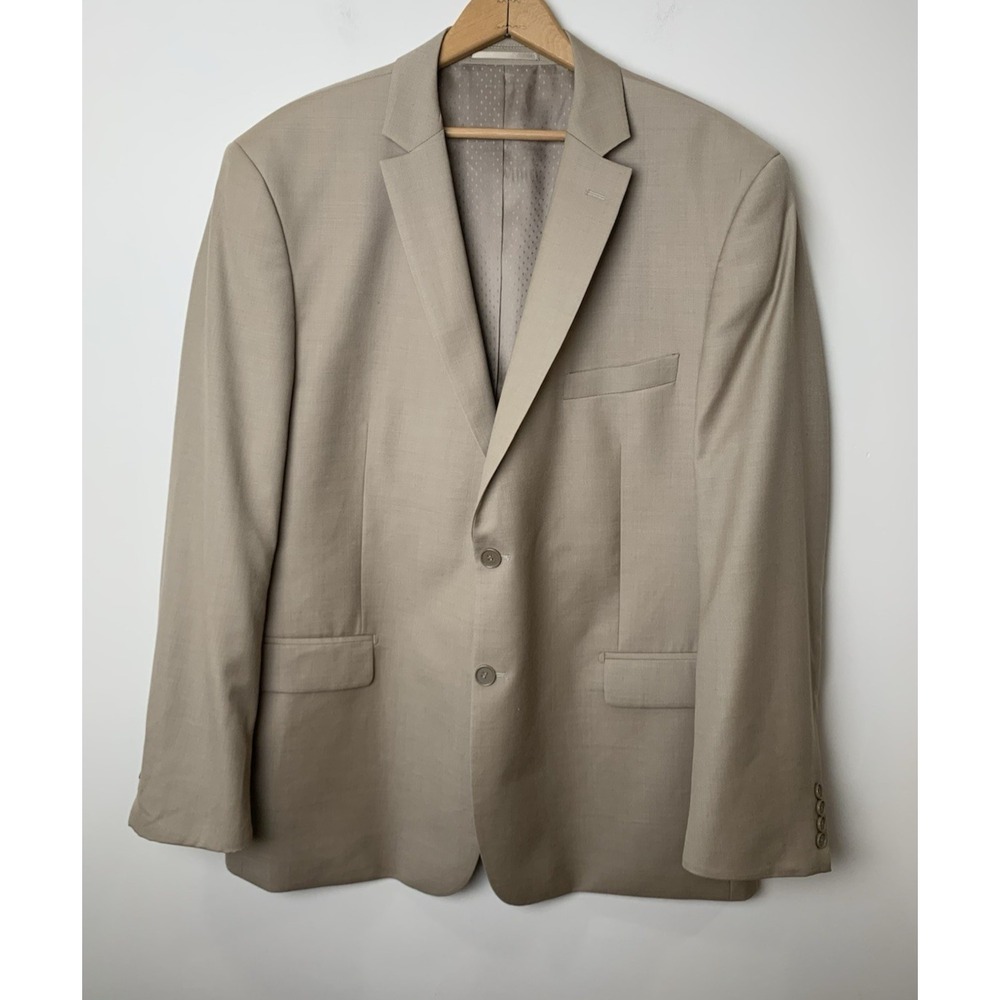 Mantoni Suit Mens 46R Tan 2 Button Super 140s Wool Pants 40x29.5 Italy